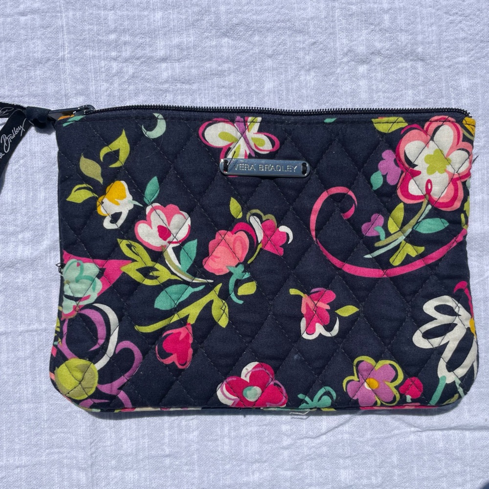 Vera Bradley Floral Quilted pouch- Blue